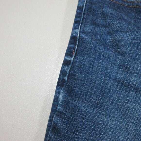 Levis womens dark distressed 505 straight faux flap stretch jeans 30x31 - Picture 4 of 9